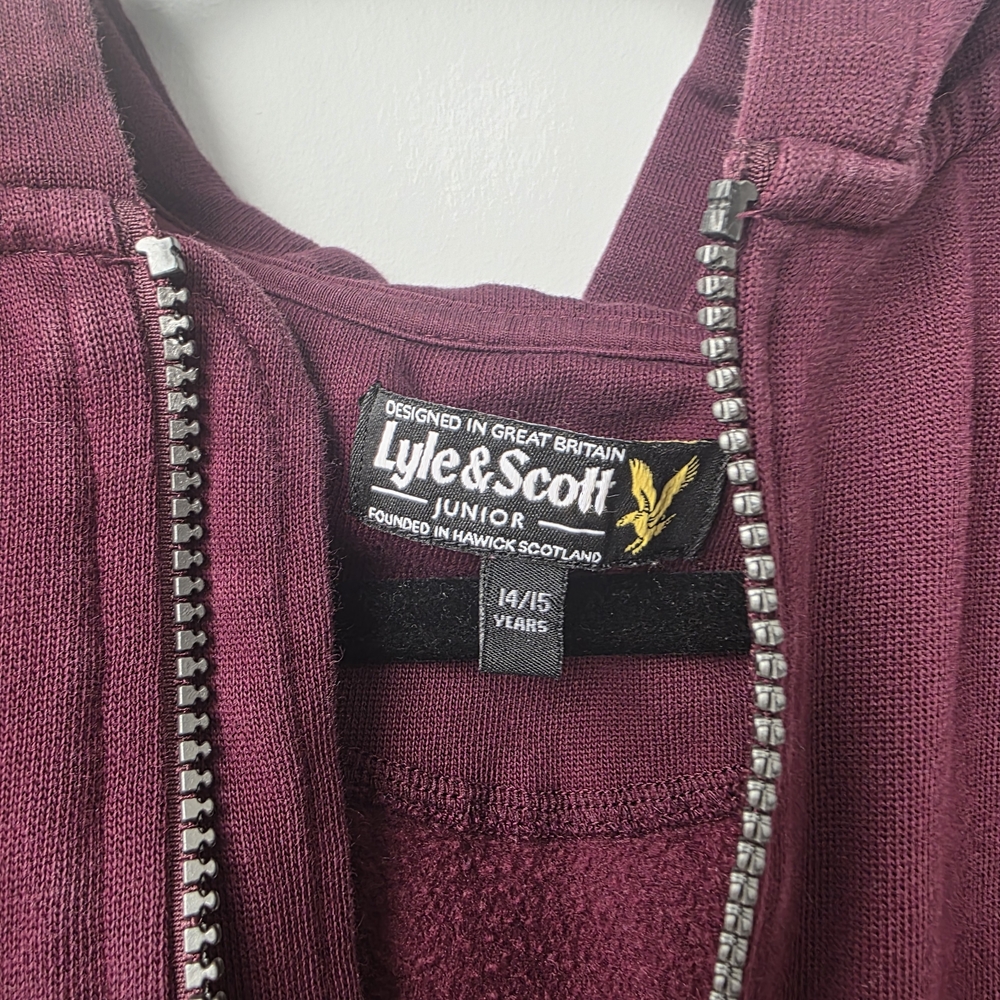 Lyle & Scott Junior Maroon Zip Hoodie Size 14/15 Years - Picture 5 of 9